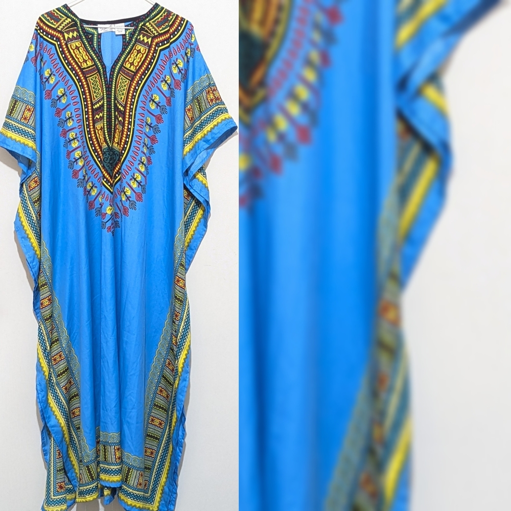 Vibrant Blue Kaftan Maxi Dress